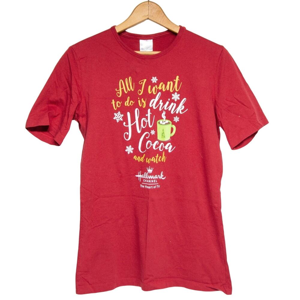 HALLMARK CHANNEL T-Shirt Red Graphic Holiday Movie Fan Women's Size S/P